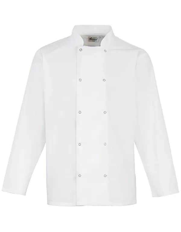 Chef´s Long Sleeve Stud Jacket - White