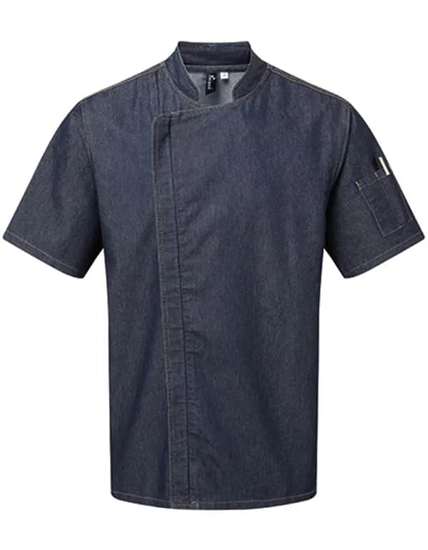 Chef´s Zip-Close Short Sleeve Jacket - Indigo Denim (ca. Pantone 2380C)