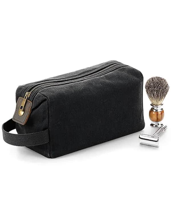 Heritage Waxed Canvas Wash Bag - Black