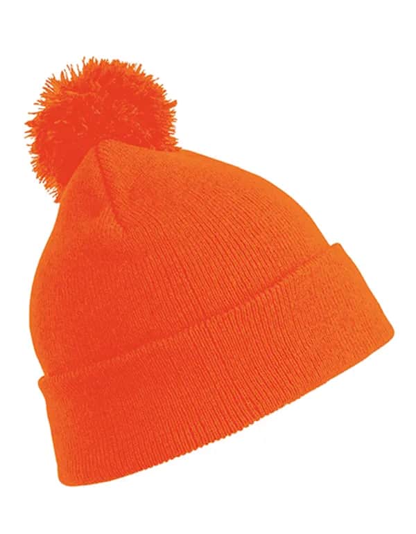 Pom Pom Beanie - Fluorescent Orange
