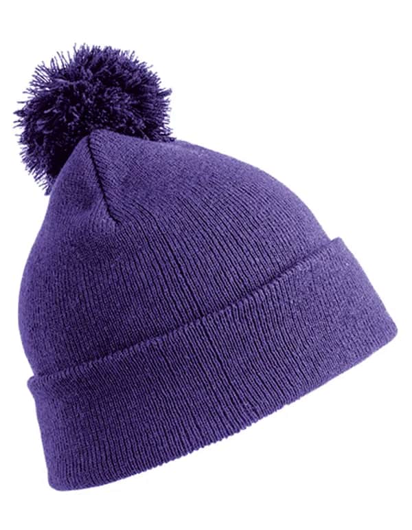 Junior Pom Pom Beanie - Purple