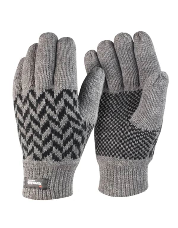 Pattern Thinsulate Glove - Grey/Black