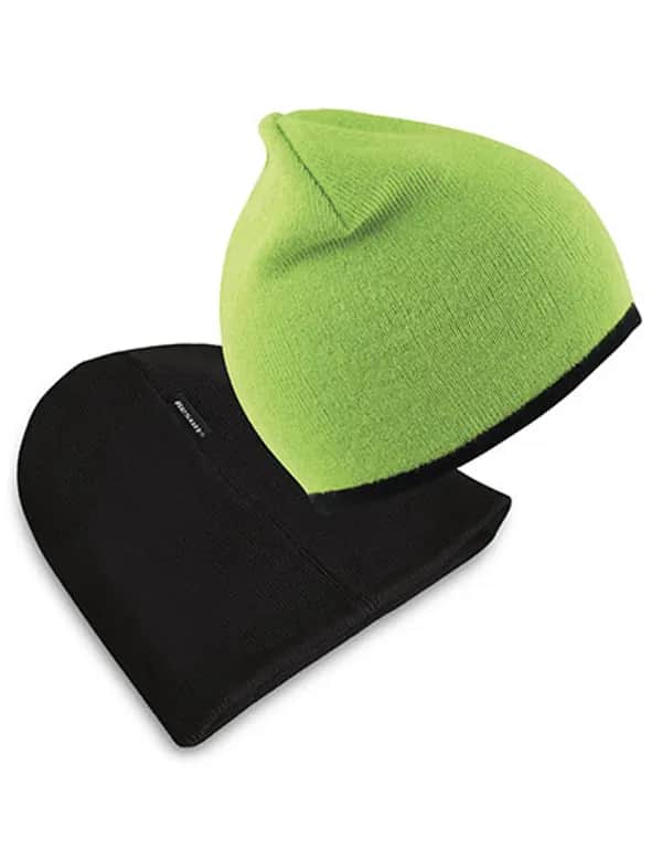 Soft Feel Cuffless Reversible Beanie - Lime/Black