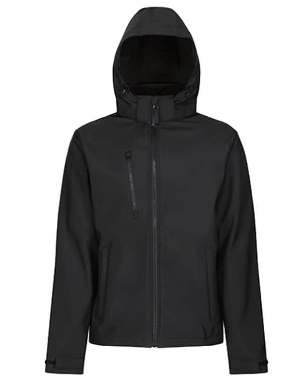 Venturer 3-Layer Printable Hooded Softshell Jacket - Black/Black