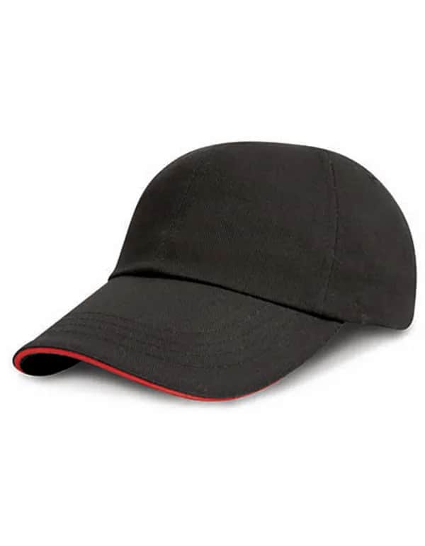 Heavy Brushed Cotton Cap - Black/Red