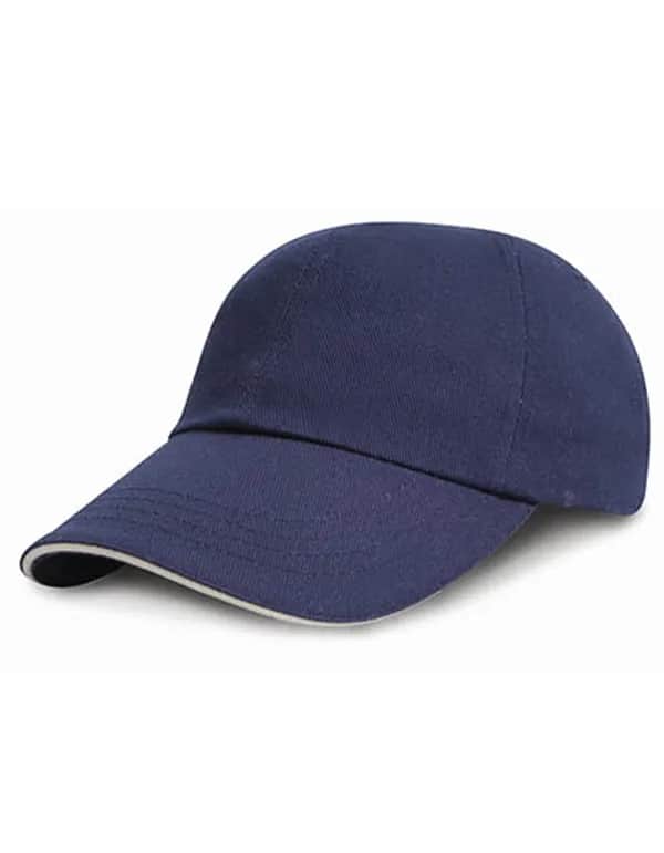 Junior Heavy Brushed Cotton Cap - Navy/White