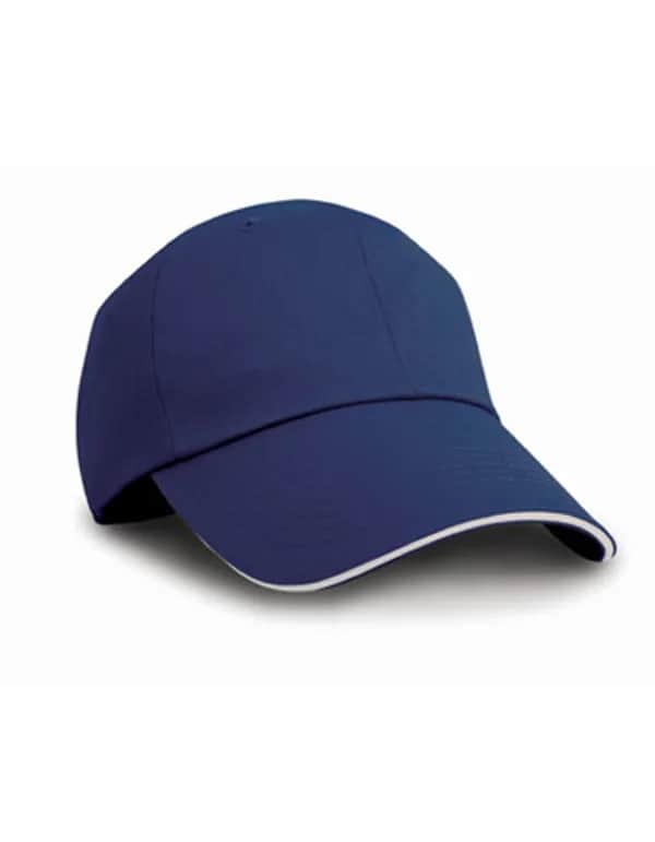 Herringbone Cap With Sandwich Peak - Navy/White