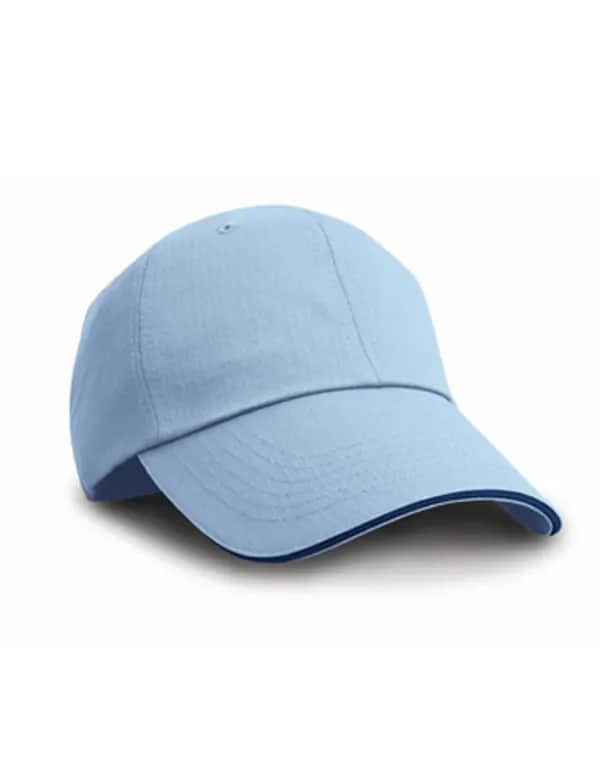 Herringbone Cap With Sandwich Peak - Sky/Navy