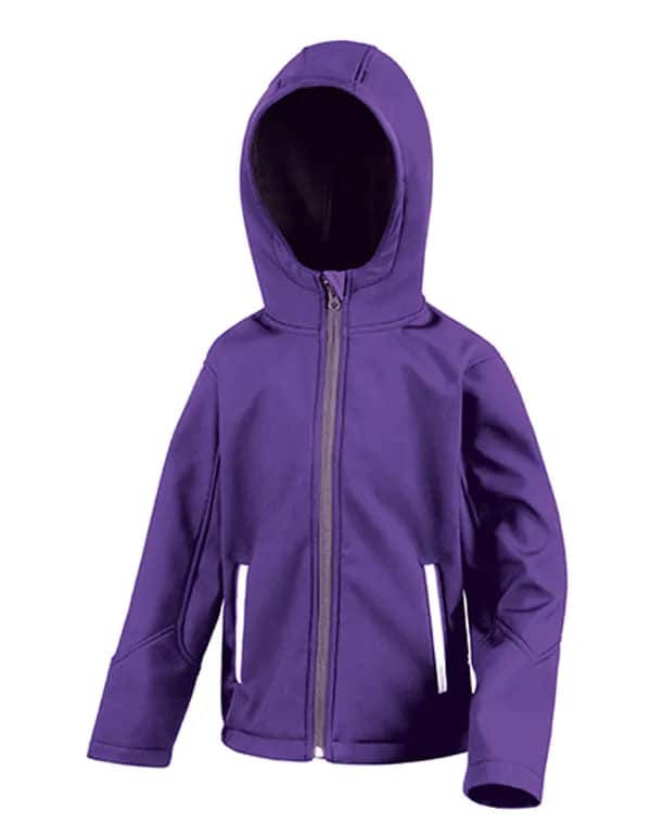 Youth TX Performance Hooded Soft Shell Jacket - Purple/Grey