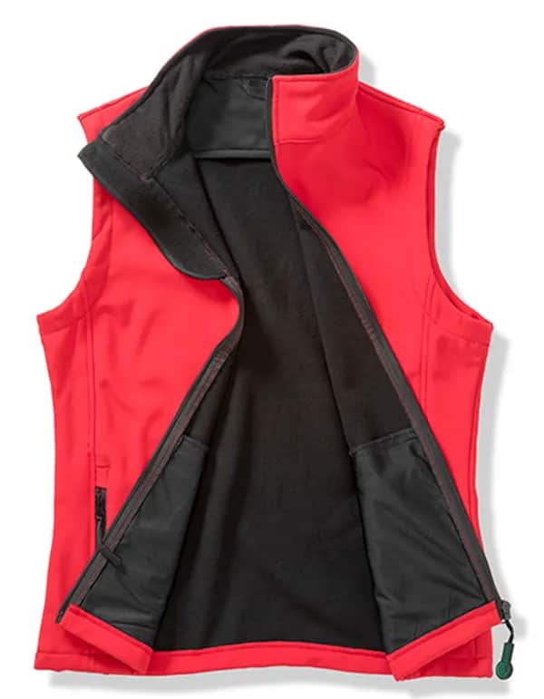 Women´s Printable Softshell Bodywarmer with Recycled Fleece Inner - Red/Black