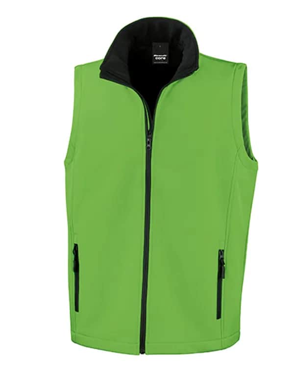 Mens Printable Softshell Bodywarmer with Recycled Fleece Inner - Vivid Green/Black