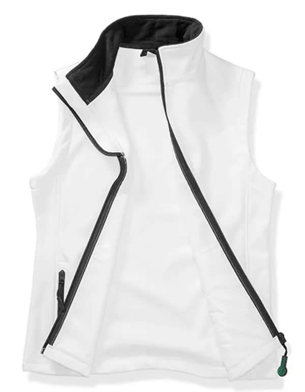 Mens Printable Softshell Bodywarmer with Recycled Fleece Inner - White/Black