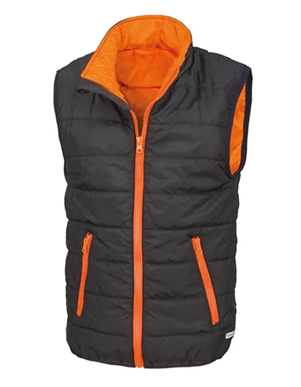 Junior Soft Padded Bodywarmer - Black/Orange