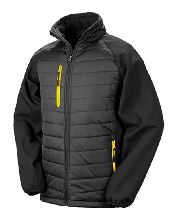 Recycled Compass Padded Softshell - Black/Yellow