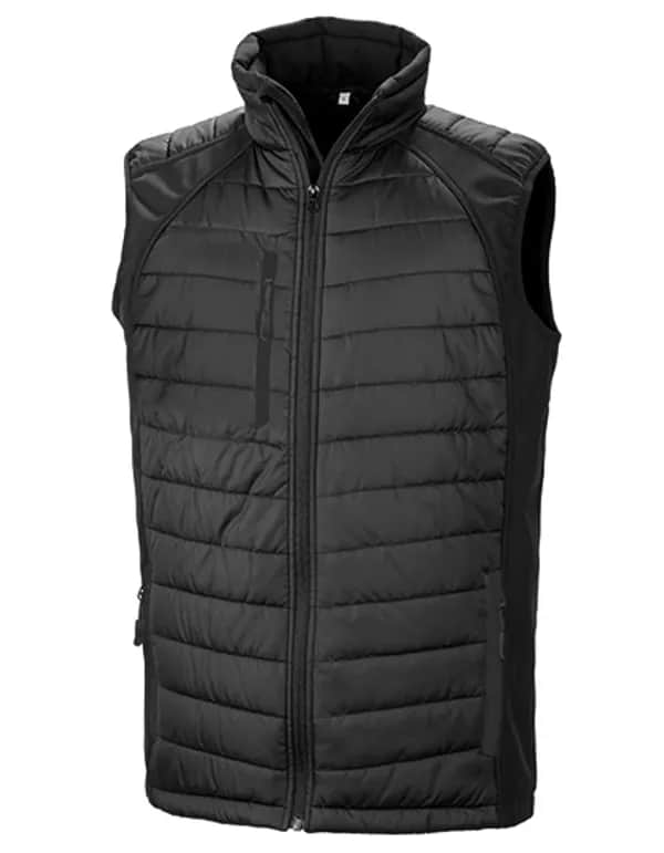Recycled Compass Padded Softshell Gilet - Black/Black