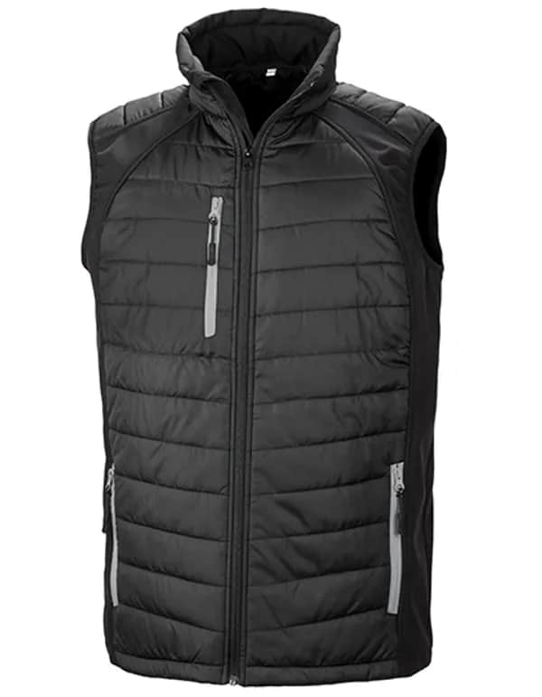 Recycled Compass Padded Softshell Gilet - Black/Grey
