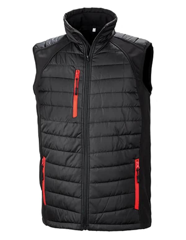 Recycled Compass Padded Softshell Gilet - Black/Red