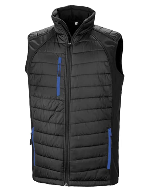 Recycled Compass Padded Softshell Gilet - Black/Royal