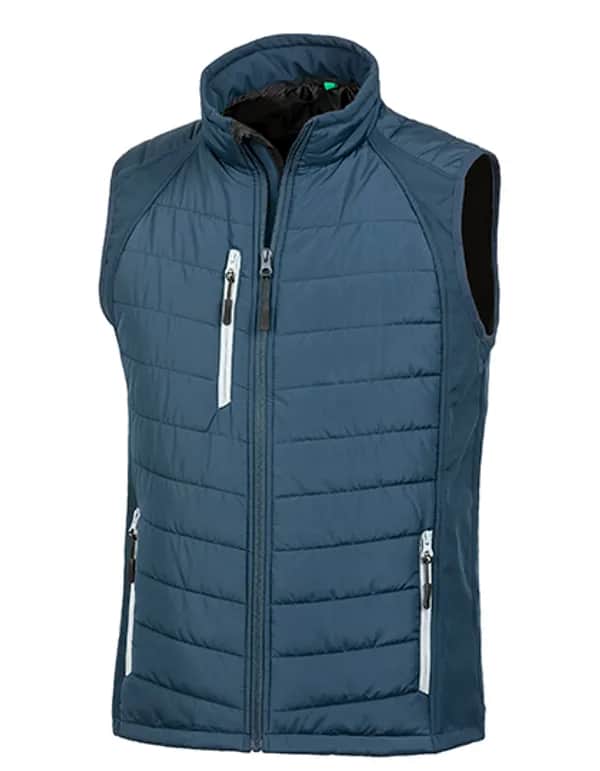 Recycled Compass Padded Softshell Gilet - Navy/Grey