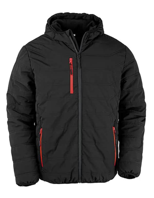 Recycled Black Compass Padded Winter Jacket - Black/Red