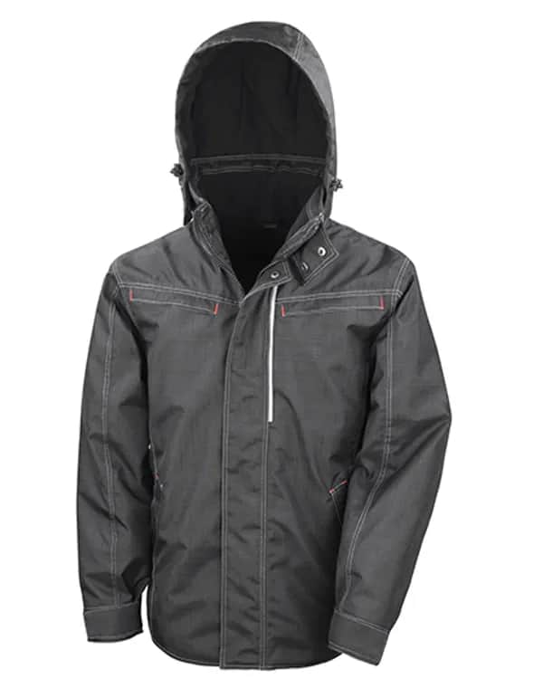 Denim Texture Rugged Jacket - Black