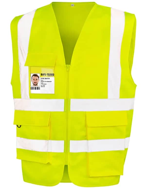 Heavy Duty Polycotton Security Vest - Fluorescent Yellow