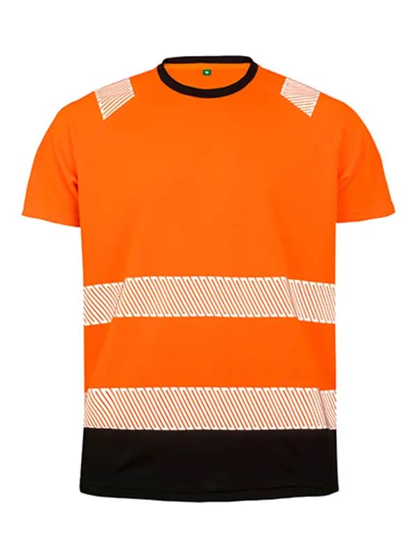 Recycled Safety T-Shirt - Fluorescent Orange/Black