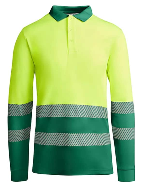 Poloshirt Atrio Longsleeve - Garden Green 52/Fluor Yellow 221
