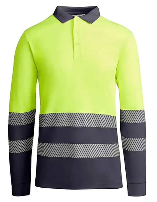 Poloshirt Atrio Longsleeve - Lead 23/Fluor Yellow 221