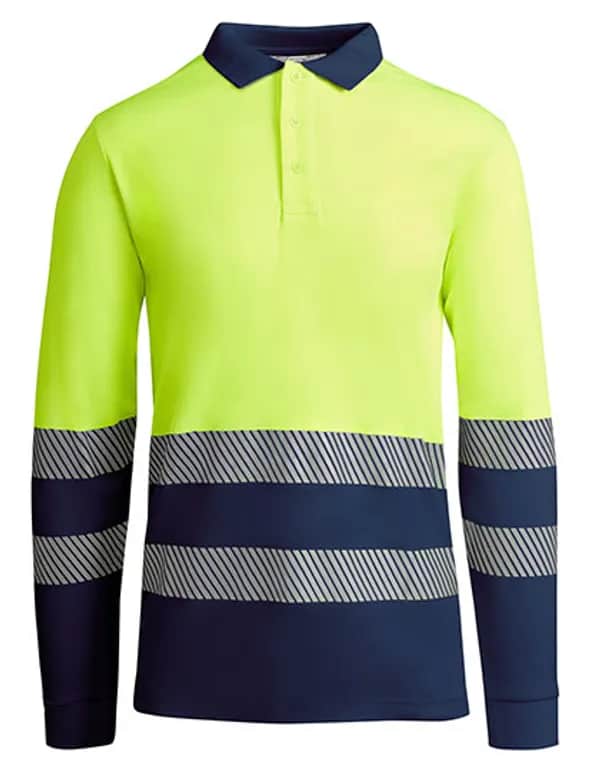 Poloshirt Atrio Longsleeve - Navy Blue 55/Fluor Yellow 221