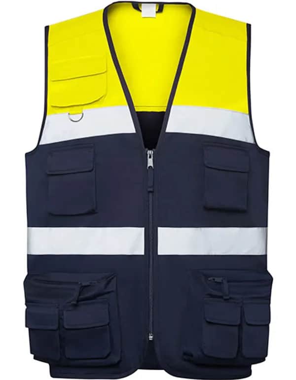 High visibility Multi-Pocket Vest Beta - Navy Blue 55/Fluor Yellow 221