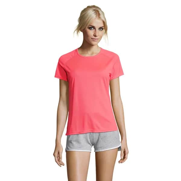 SPORTY DAMENT-SHIRT  140g - SPORTY WOMEN - Neon Coral