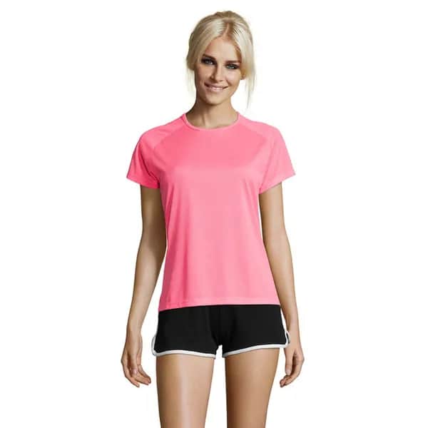 SPORTY DAMENT-SHIRT  140g - SPORTY WOMEN - Neon-Rosa 2