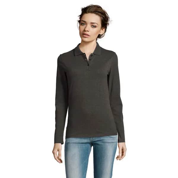 PERFECT LSL WOMEN POLO 180 - PERFECT LSL WOMEN - Charcoal Melange