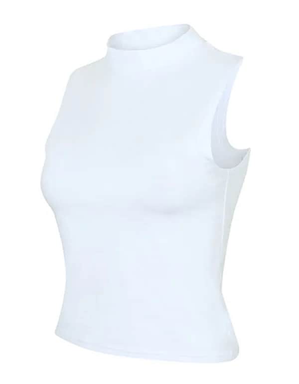 Women´s High Neck Crop Vest - White