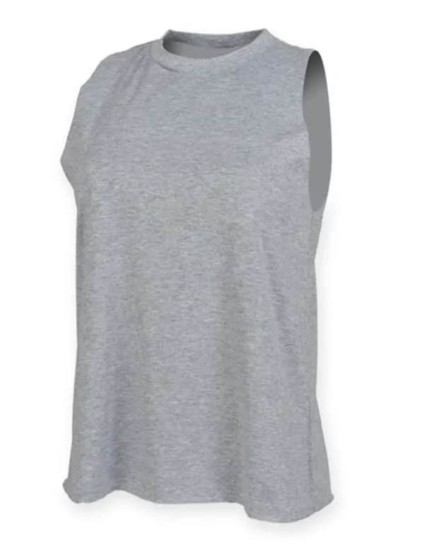 Women´s High Neck Slash Armhole Vest - Heather Grey