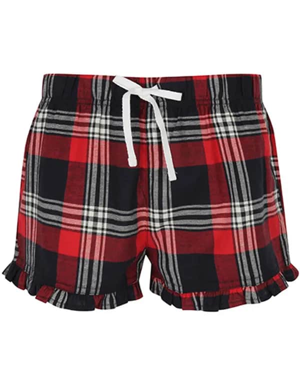 Women´s Tartan Frill Lounge Shorts - Red-Navy Check