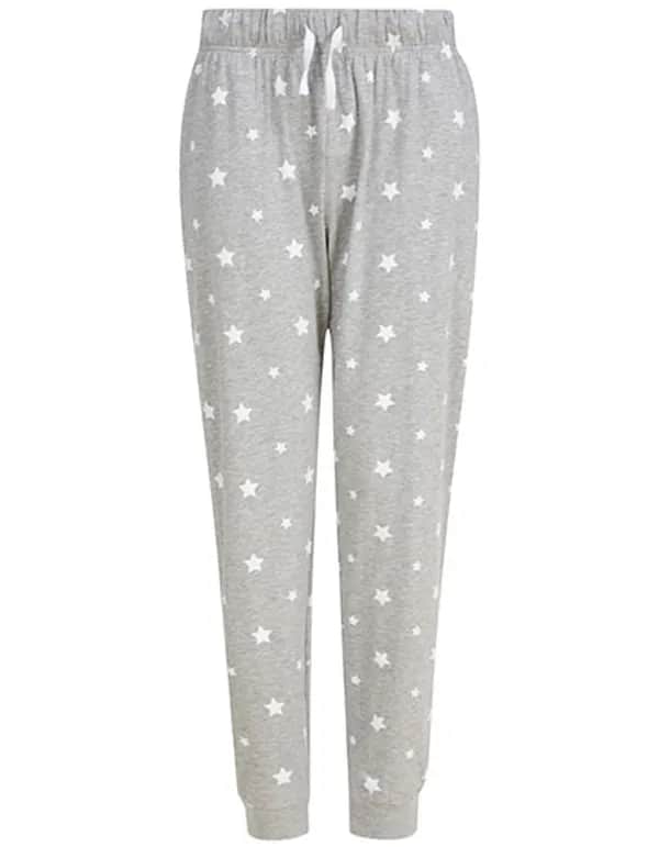 Unisex Cuffed Lounge Pants - Heather Grey/White Stars