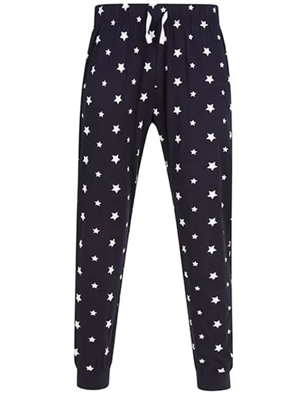 Unisex Cuffed Lounge Pants - Navy/White Stars