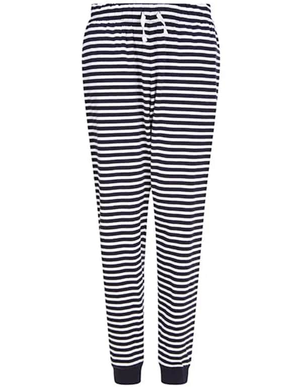 Unisex Cuffed Lounge Pants - Navy/White Stripes