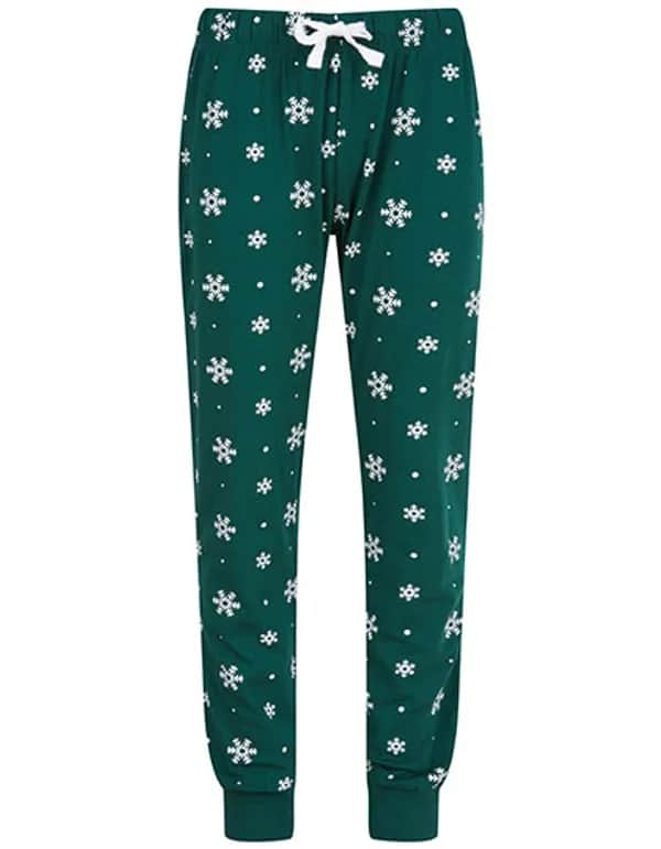 Kids´ Cuffed Lounge Pants - Bottle/White Snowflakes