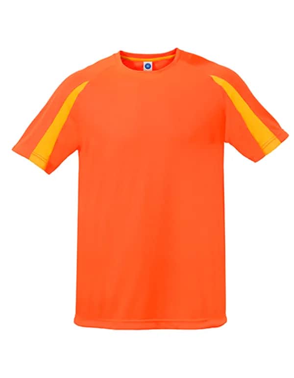 Unisex Contrast Sports T-Shirt - Fluorescent Orange/Gold