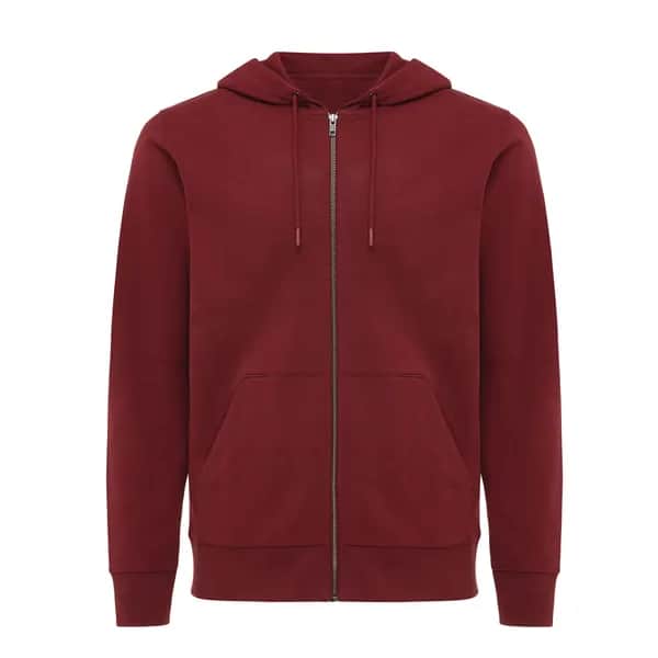 IQONIQ Abisko Zip-Kapuzenpullover aus recycelter Baumwolle - burgunderrot