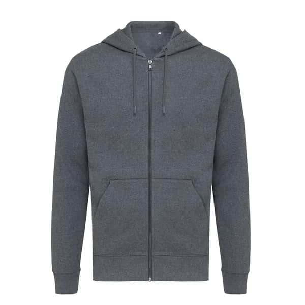 IQONIQ Abisko Zip-Kapuzenpullover aus recycelter Baumwolle - heather anthracite