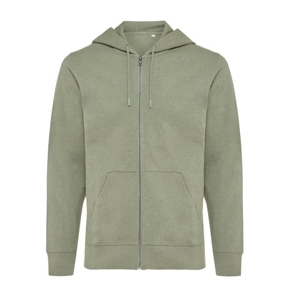 IQONIQ Abisko Zip-Kapuzenpullover aus recycelter Baumwolle - heather green