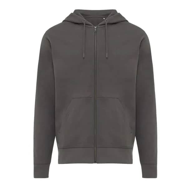 IQONIQ Abisko Zip-Kapuzenpullover aus recycelter Baumwolle - anthrazit