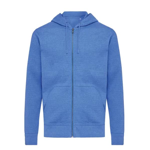 IQONIQ Abisko Zip-Kapuzenpullover aus recycelter Baumwolle - heather blue