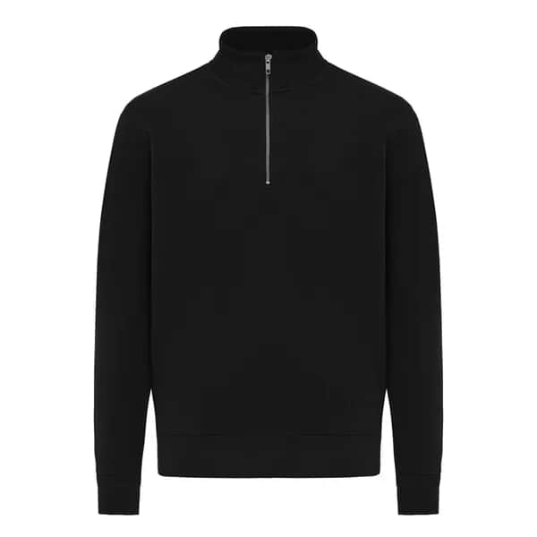 IQONIQ Elgon Quarter-Zip-Sweater aus rec. Baumwolle - schwarz