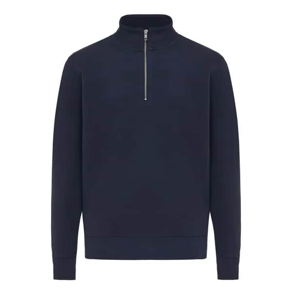 IQONIQ Elgon Quarter-Zip-Sweater aus rec. Baumwolle - navy blau