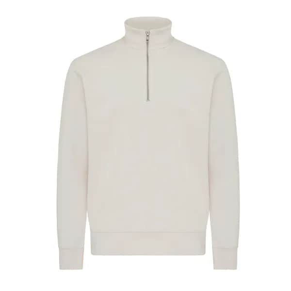 IQONIQ Elgon Quarter-Zip-Sweater aus rec. Baumwolle - ivory white